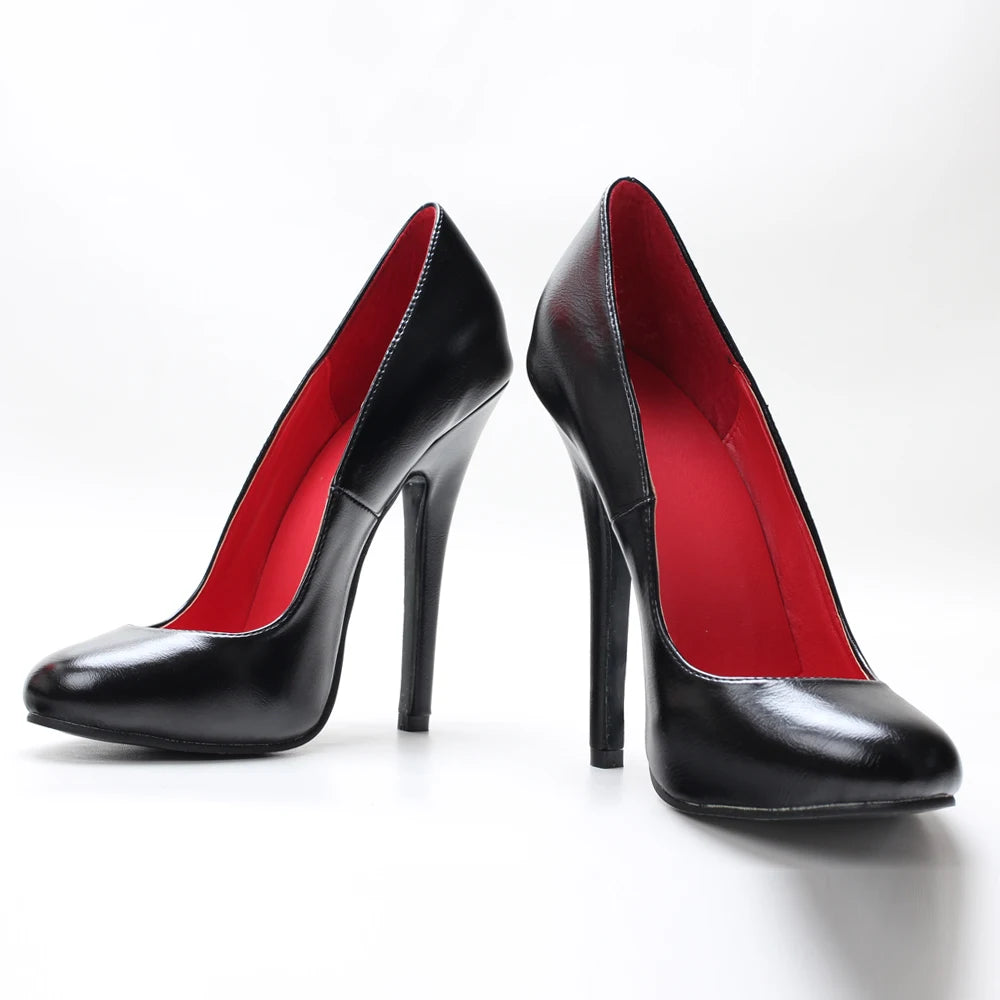 5.5Inch Stiletto Ultra High Unisex oldhollywood Vintagefashion Round Toe Pump Plus Size Shoes