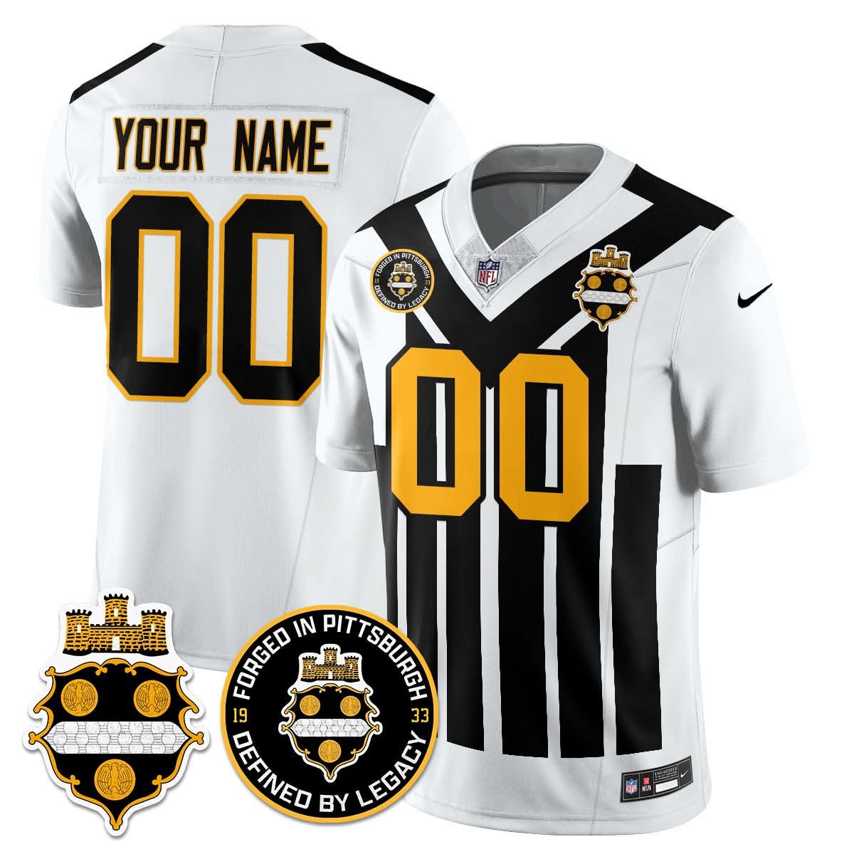 Pittsburgh Steelers Alternate 1933 Throwback Limited Custom Jersey - All Stitched